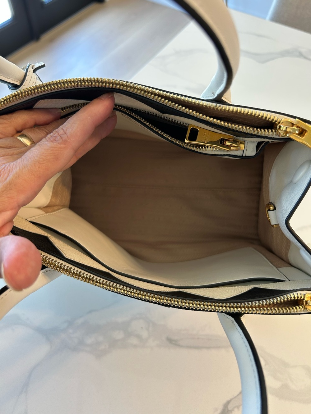 Prada White City Calfskin Saffiano Greche Paradigme Bag. NO SHOULDER STRAP - Picture 12 of 16